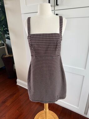 Hollister 90’s Plaid Square-Neck Mini Dress - Red & Black